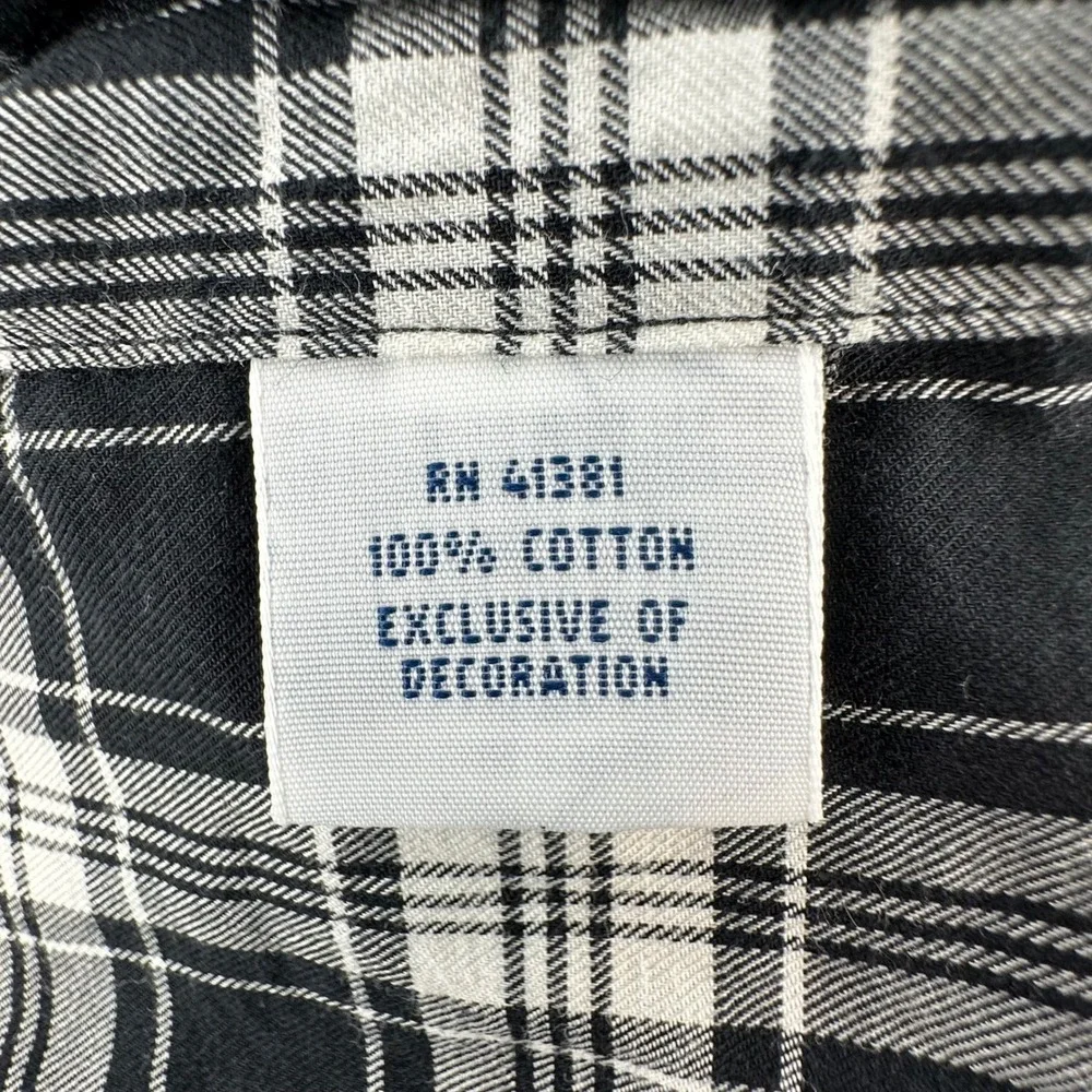 Polo‎ Ralph Lauren Mens XXL Black White Plaid Cotton Button Down Shirt Long Slv